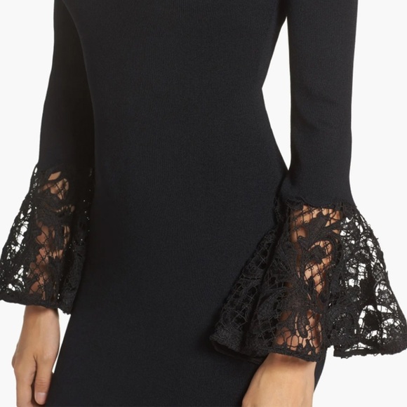 Sachin & Babi - Kochi Scoop-Back Fitted Midi Cocktail Dress w/ Lace - Jet Black - Picture 5 of 15